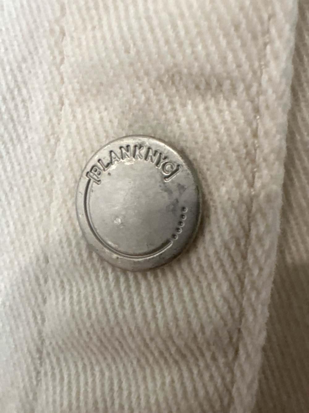 Blank NYC Ivory Button-Front Denim Dress with Puff Sleeves - Picture 7 of 7